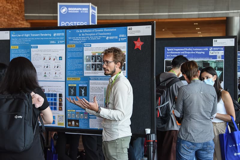 Students presenting research posters